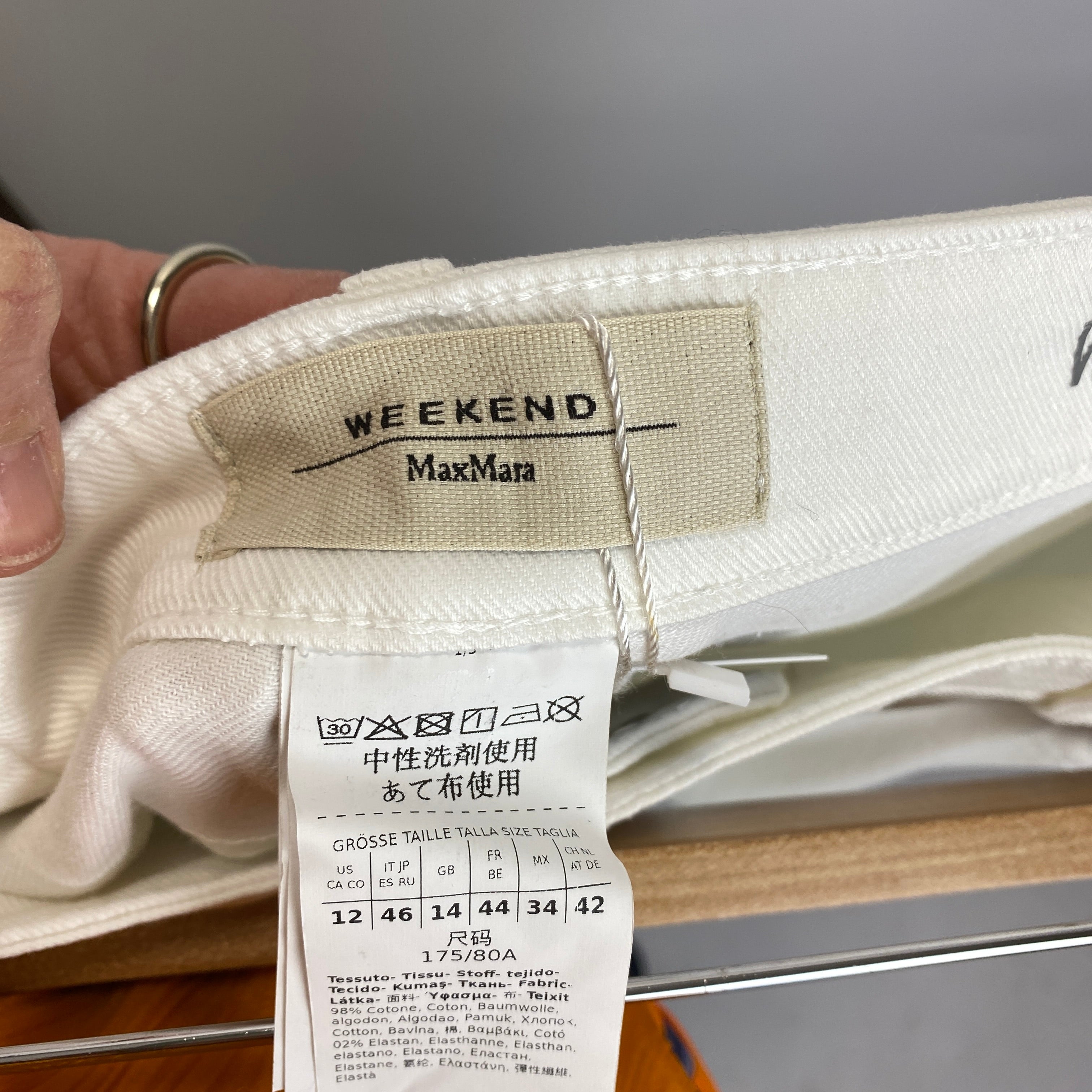 Weekend Max Mara New £190 White Wide Leg Cannes Jeans L
