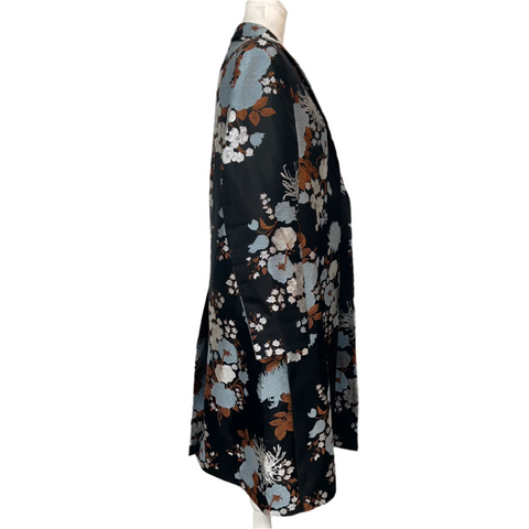 Dries Van Noten New Black Silver & Bronze Brocade Coat M