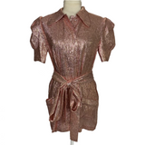 The Vampires Wife Rose Gold Puff Sleeve Blouse XS