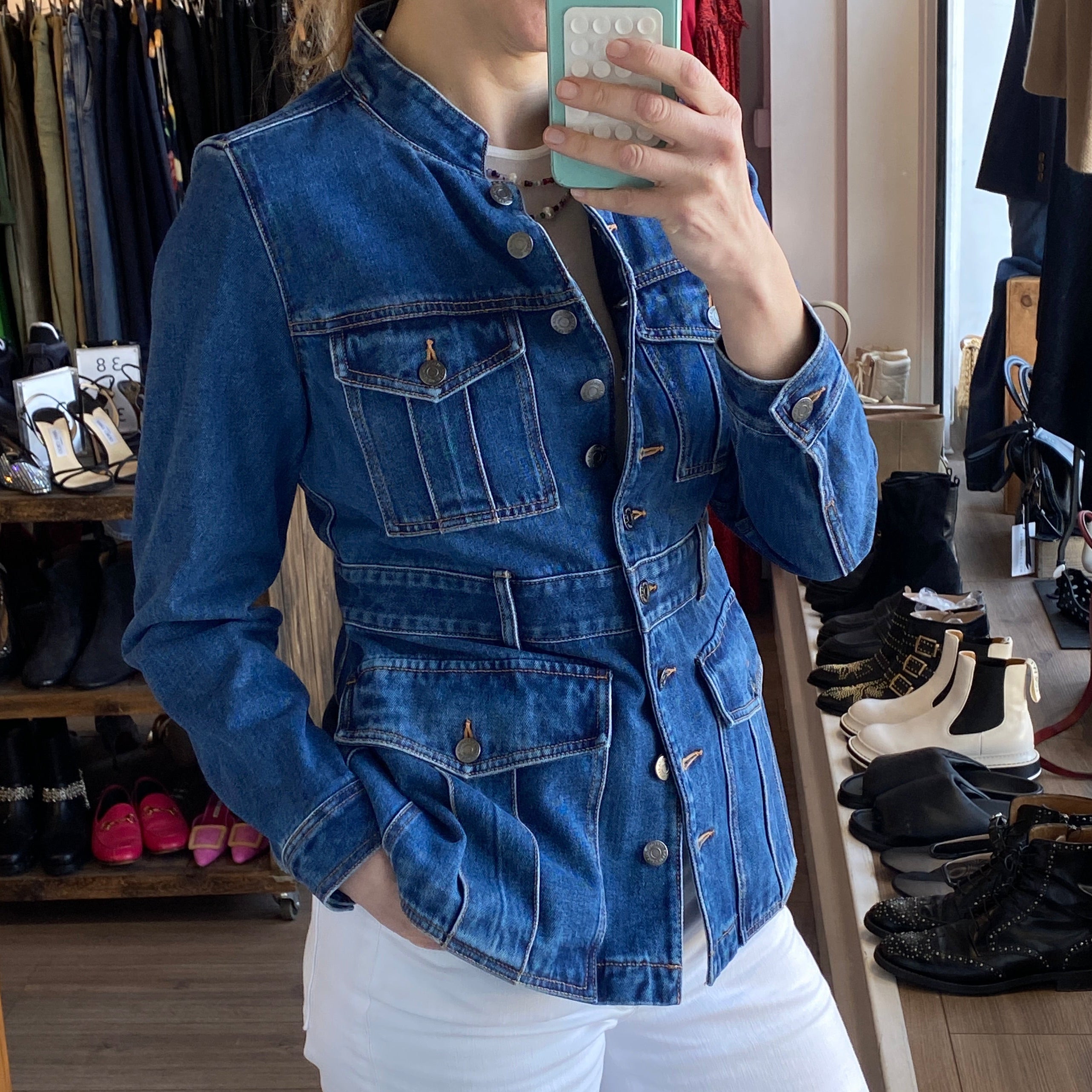 Veronica Beard £448 Washed Denim Seventies-Style Jacket M