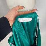 Carla Ruiz Brand New £259 Emerald Satin Plisse Maxi Dress S