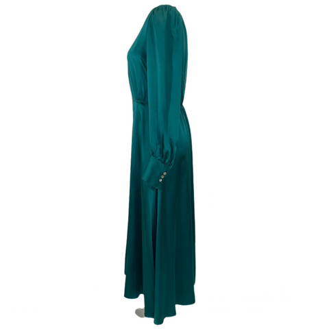 Forte Forte Green Silk Vintage-Style Maxi Dress S