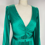 Carla Ruiz Brand New £259 Emerald Satin Plisse Maxi Dress S