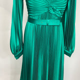 Carla Ruiz Brand New £259 Emerald Satin Plisse Maxi Dress S