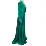 Carla Ruiz Brand New £259 Emerald Satin Plisse Maxi Dress S