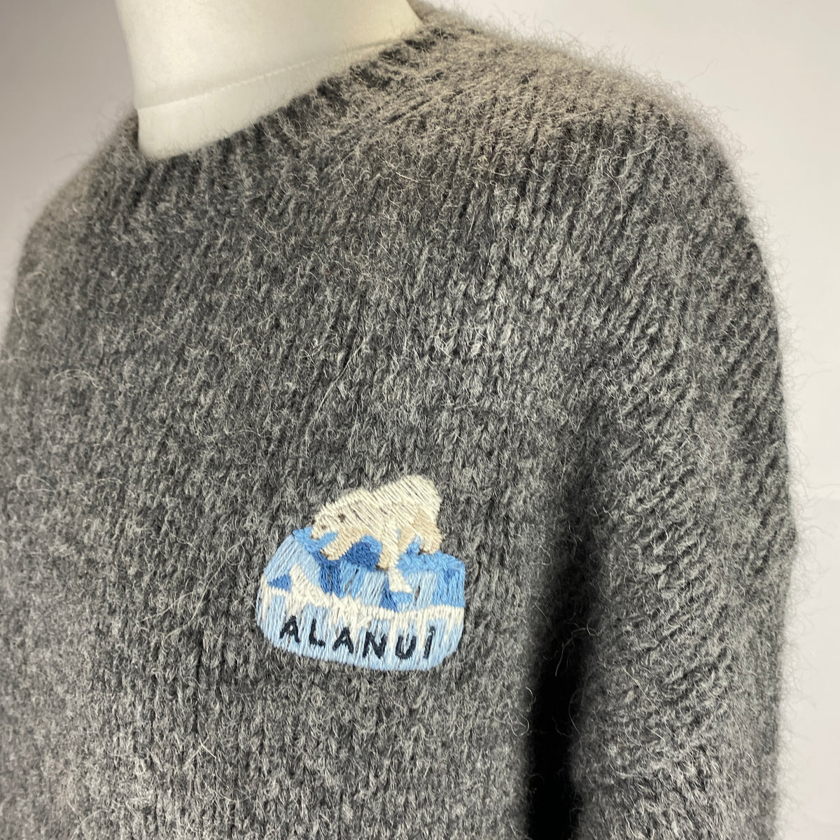 Alanui Charcoal STAY COOL SAVE THE ARCTIC Alpaca Sweater M