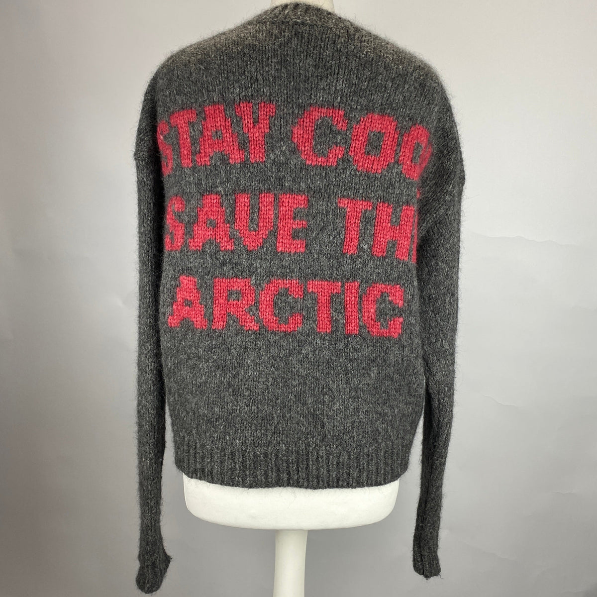 Alanui Charcoal STAY COOL SAVE THE ARCTIC Alpaca Sweater M