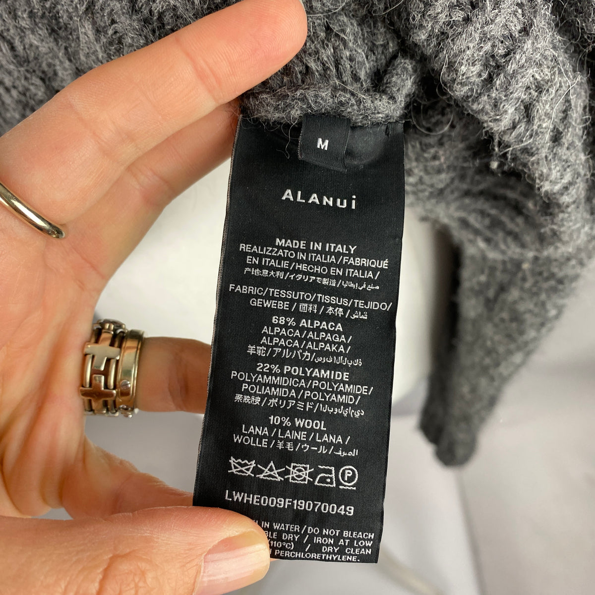 Alanui Charcoal STAY COOL SAVE THE ARCTIC Alpaca Sweater M