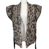 Forte Forte Limestone & Black Brocade Padded Gilet XS/S/M