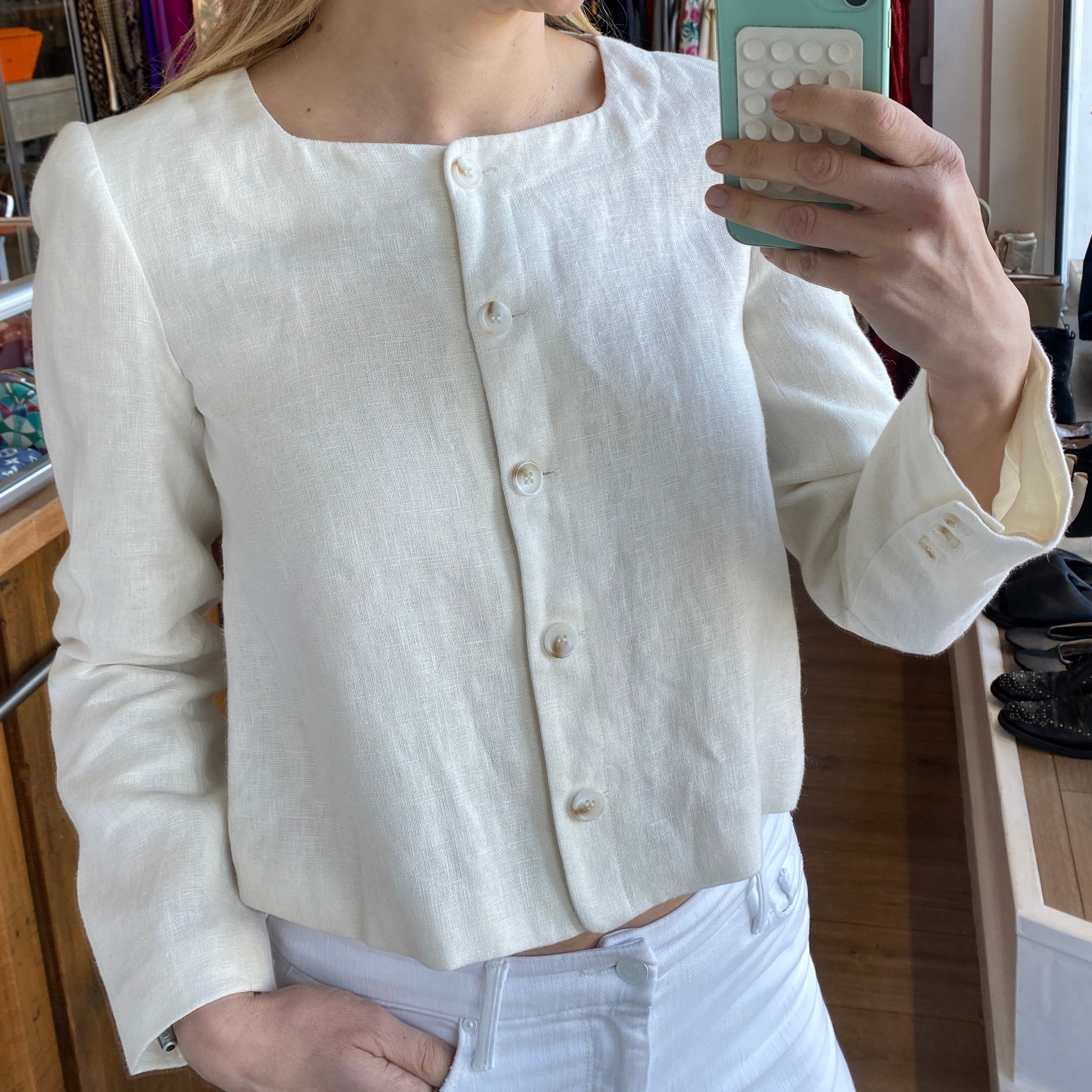 Posse New £380 Cream Linen Emma Jacket M