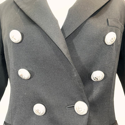 Balmain £2100 Black Classic Silver Button Fitted Jacket S