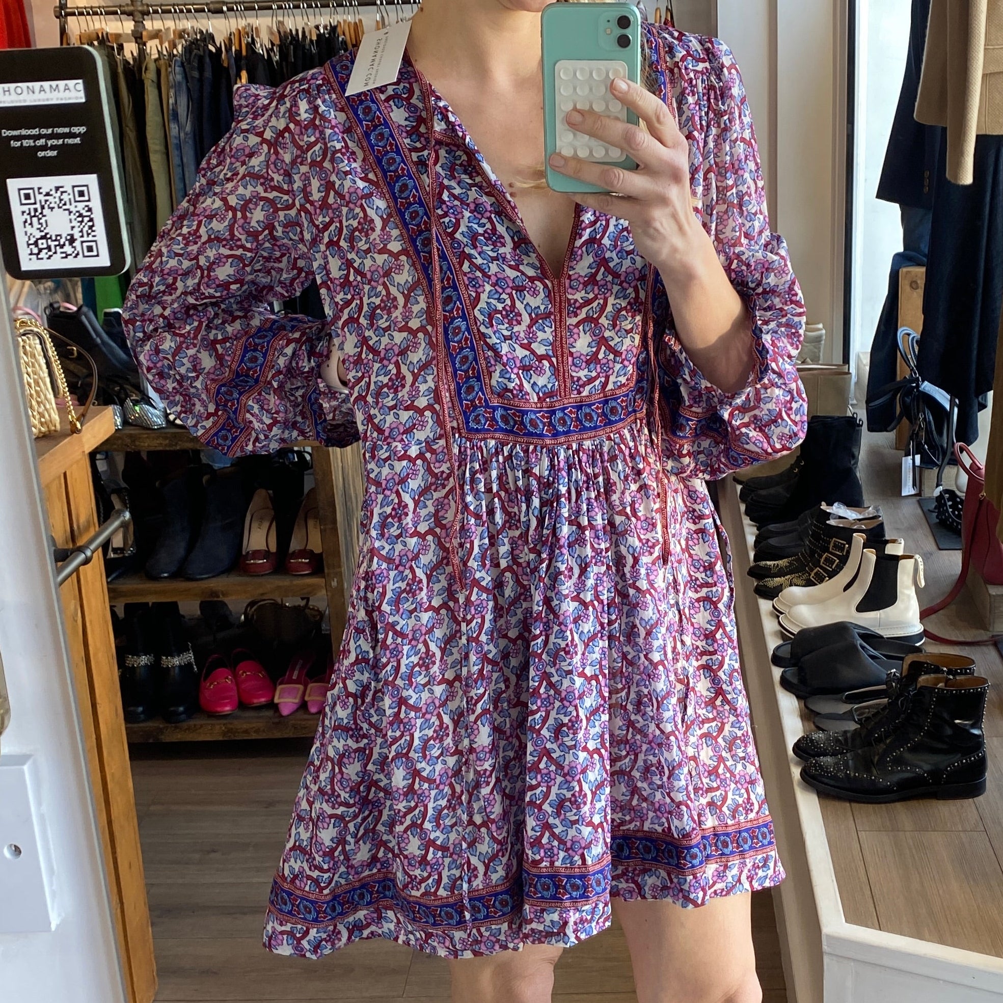 Isabel Marant Etoile New £425 Blue & Pink Gilinesia Midi Dress S