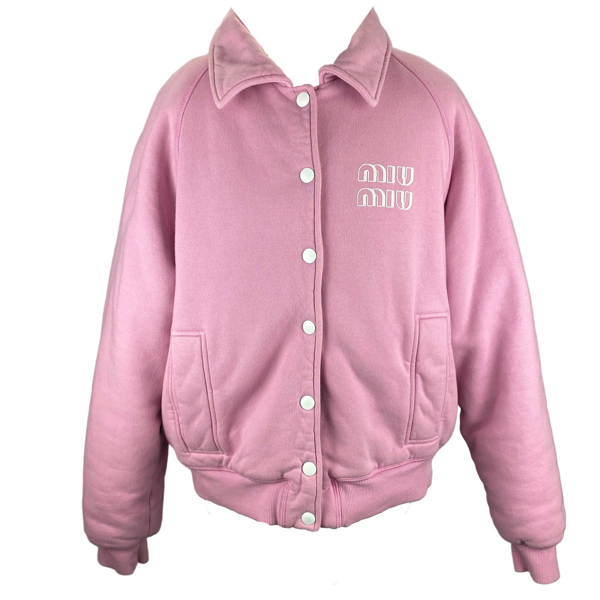 Miu Miu Baby Pink Padded Varsity Jacket XS