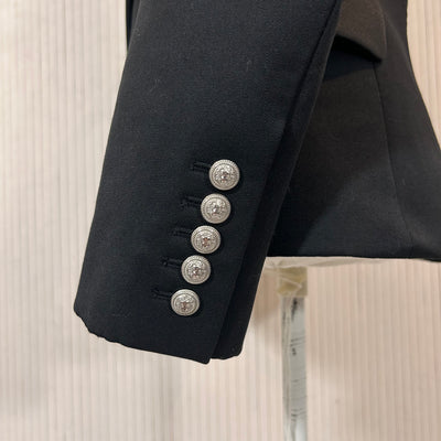 Balmain £2100 Black Classic Silver Button Fitted Jacket S