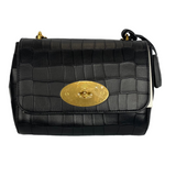 Mulberry Brand New £995 Black Croc Small Lily Shoulderbag