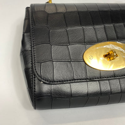 Mulberry Brand New £995 Black Croc Small Lily Shoulderbag