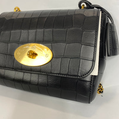 Mulberry Brand New £995 Black Croc Small Lily Shoulderbag