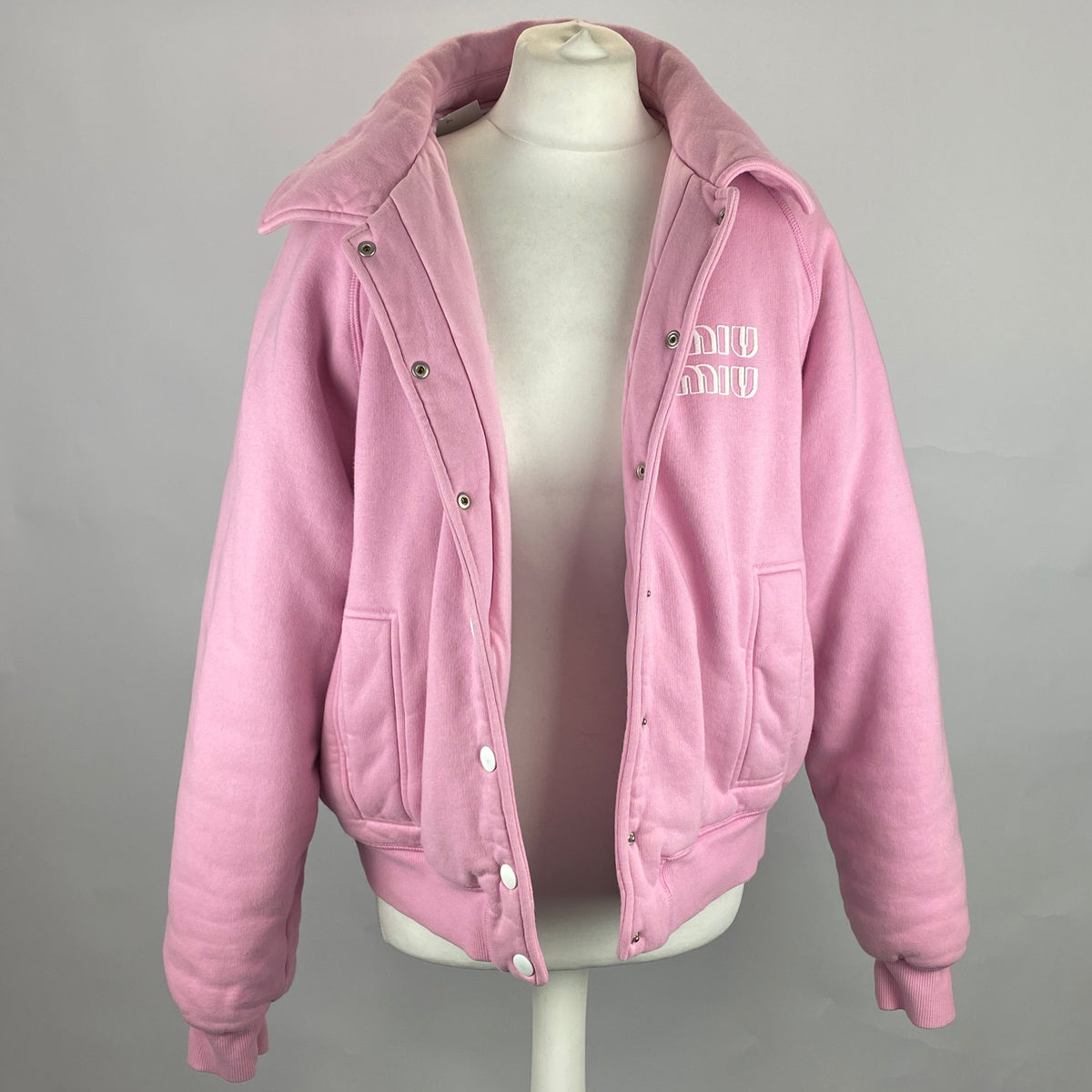 Miu Miu Baby Pink Padded Varsity Jacket XS