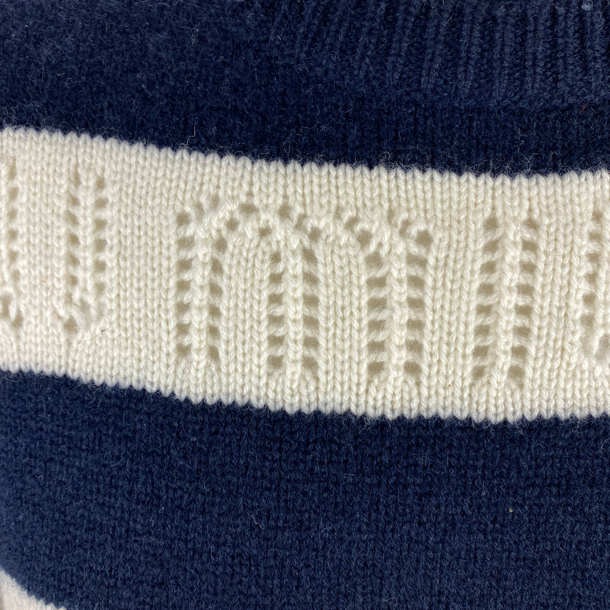 Miu Miu £980 Pointelle Striped Cashmere Sweater XS