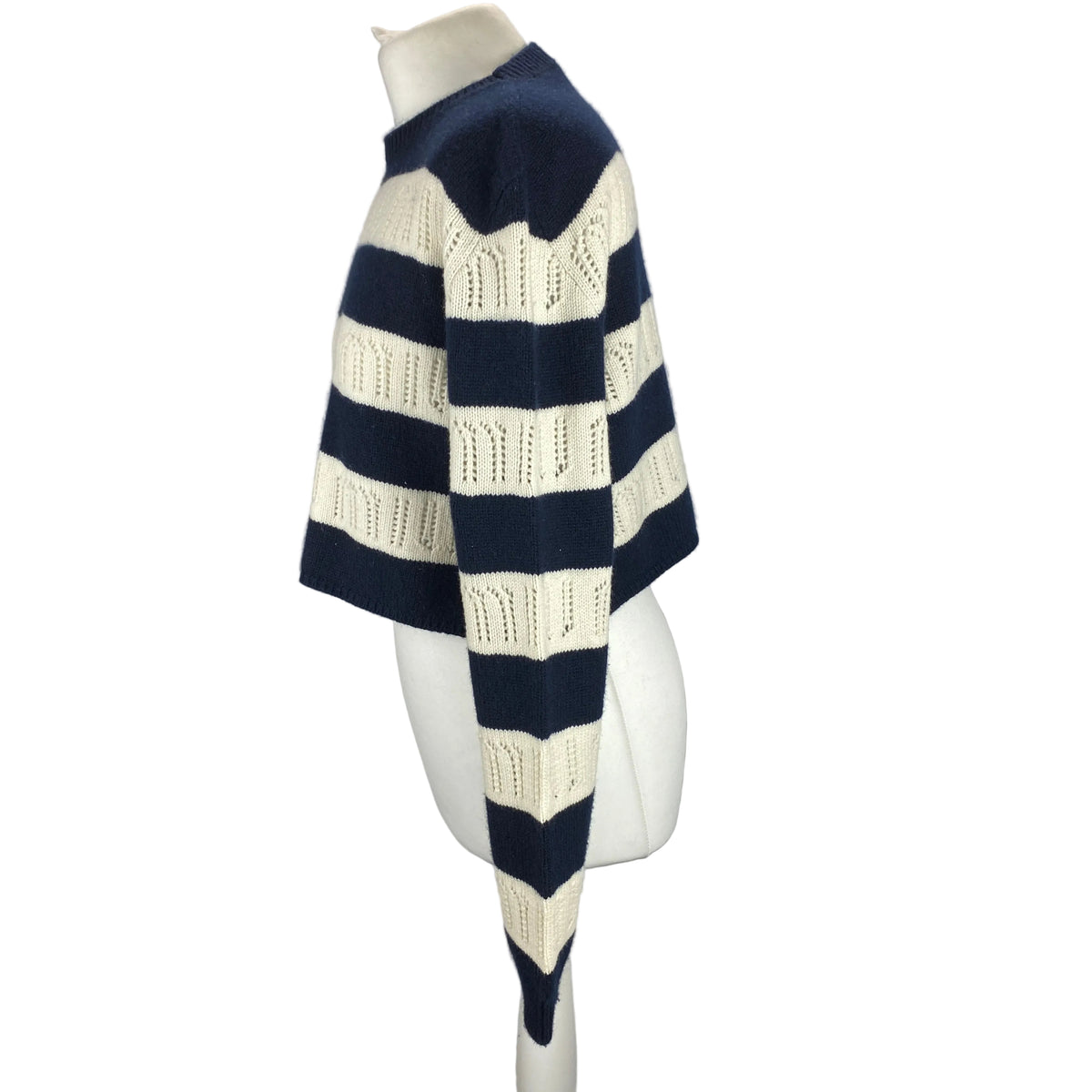Miu Miu £980 Pointelle Striped Cashmere Sweater XS