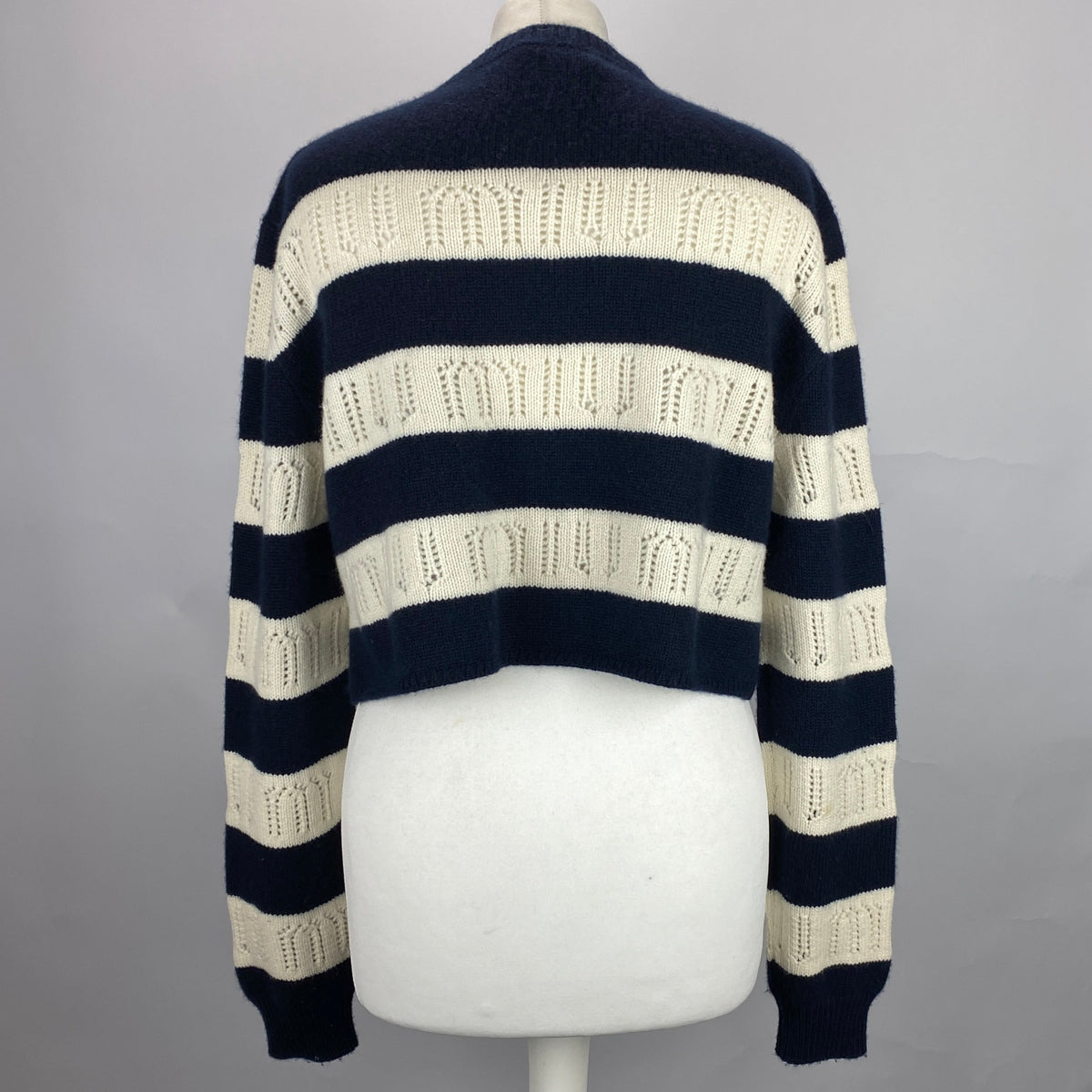 Miu Miu £980 Pointelle Striped Cashmere Sweater XS