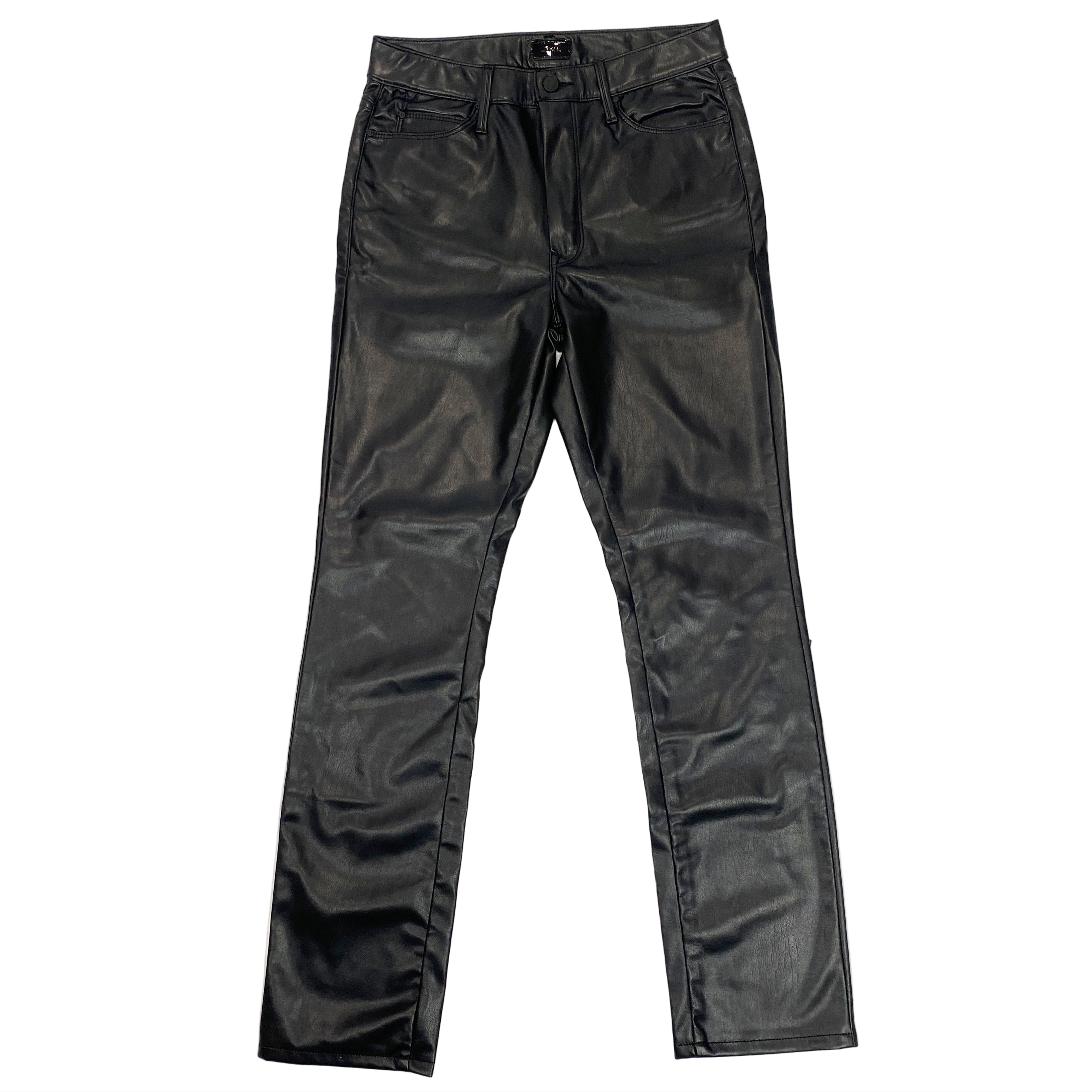 Mother New £214 Black Faux Leather the Dazzler Skimp Jeans 30