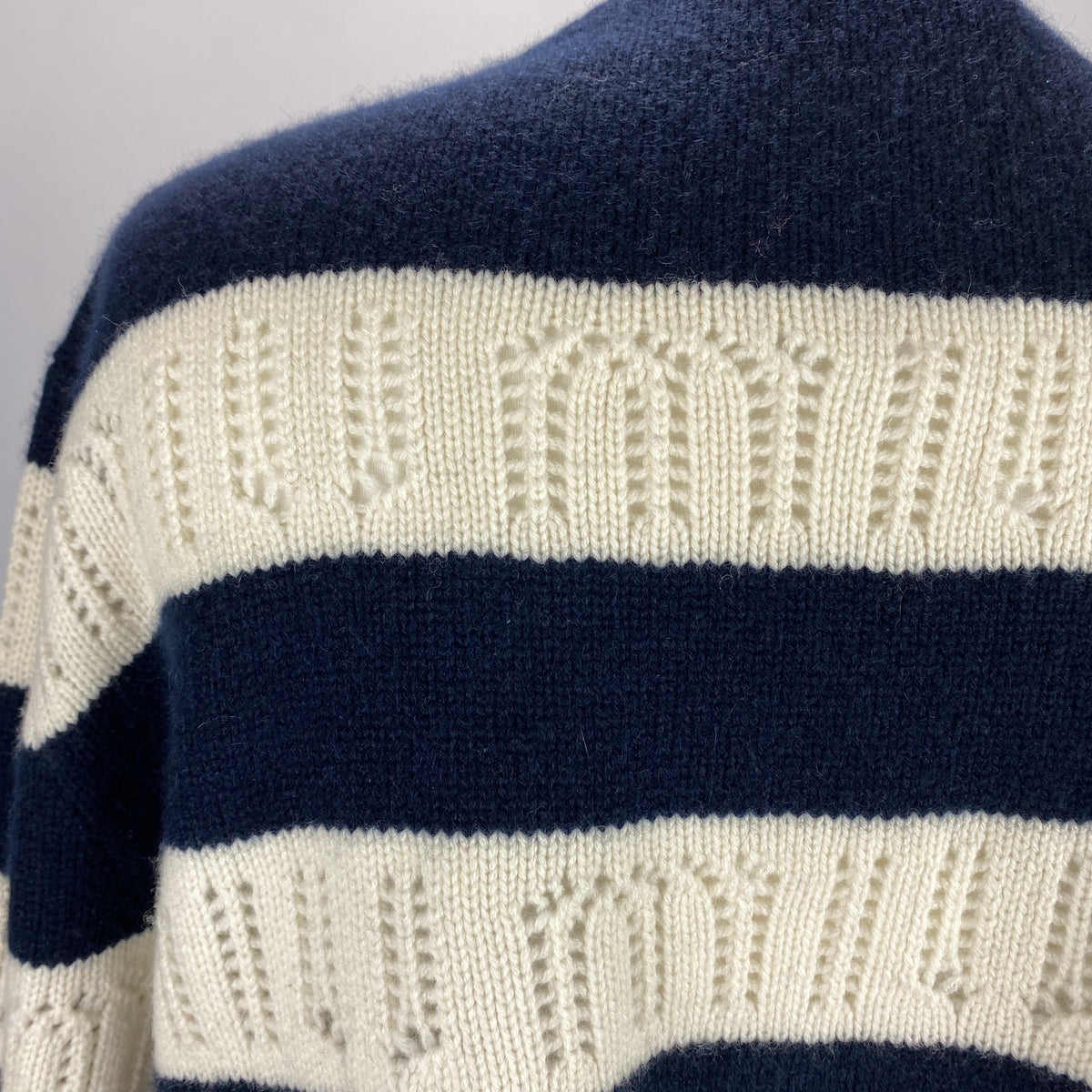 Miu Miu £980 Pointelle Striped Cashmere Sweater XS