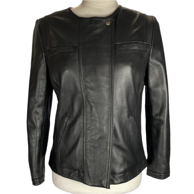 Gerard Darel £545 Black Lambs Leather Collarless Jacket XS