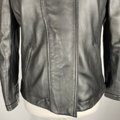 Gerard Darel £545 Black Lambs Leather Collarless Jacket XS