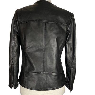 Gerard Darel £545 Black Lambs Leather Collarless Jacket XS