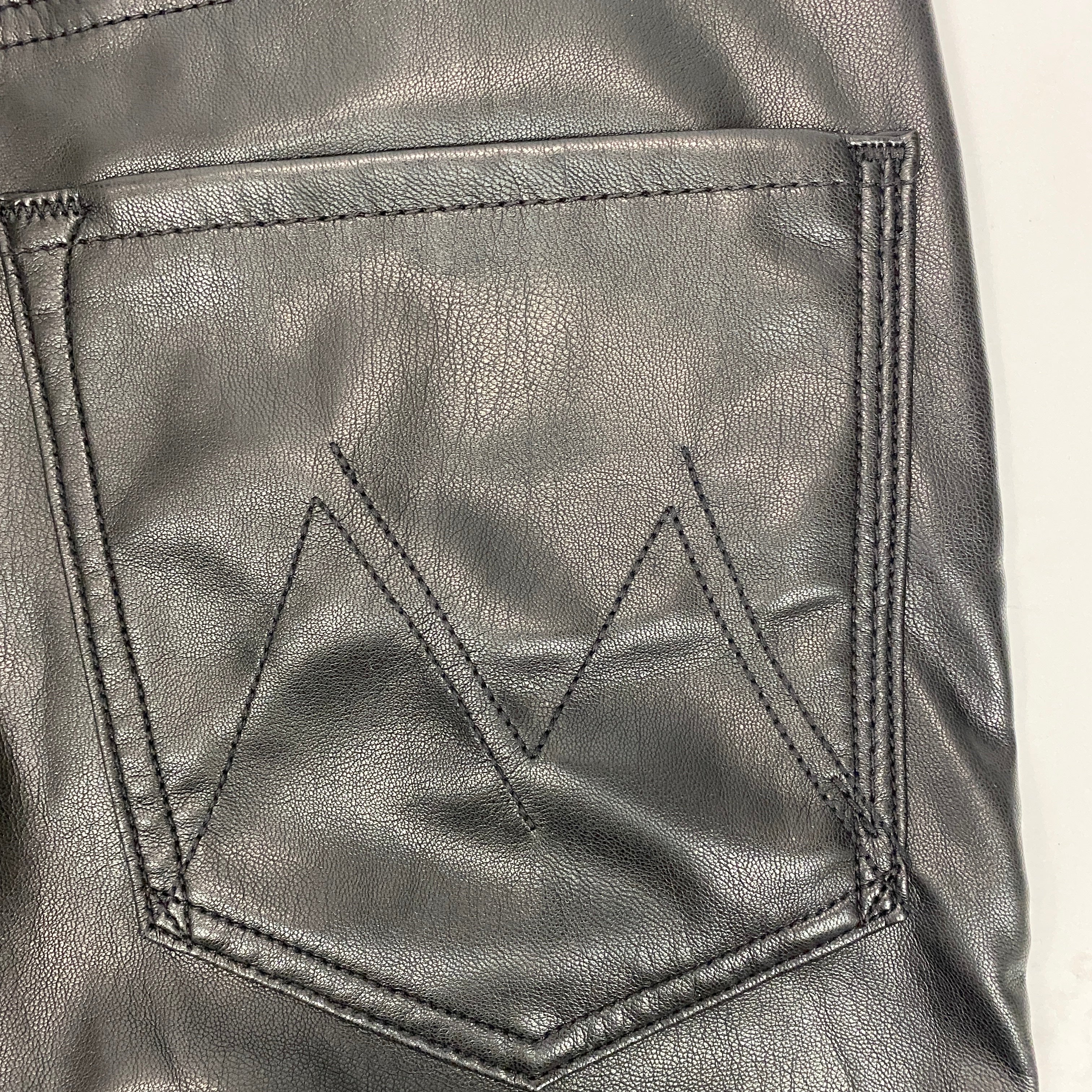 Mother New £214 Black Faux Leather the Dazzler Skimp Jeans 30