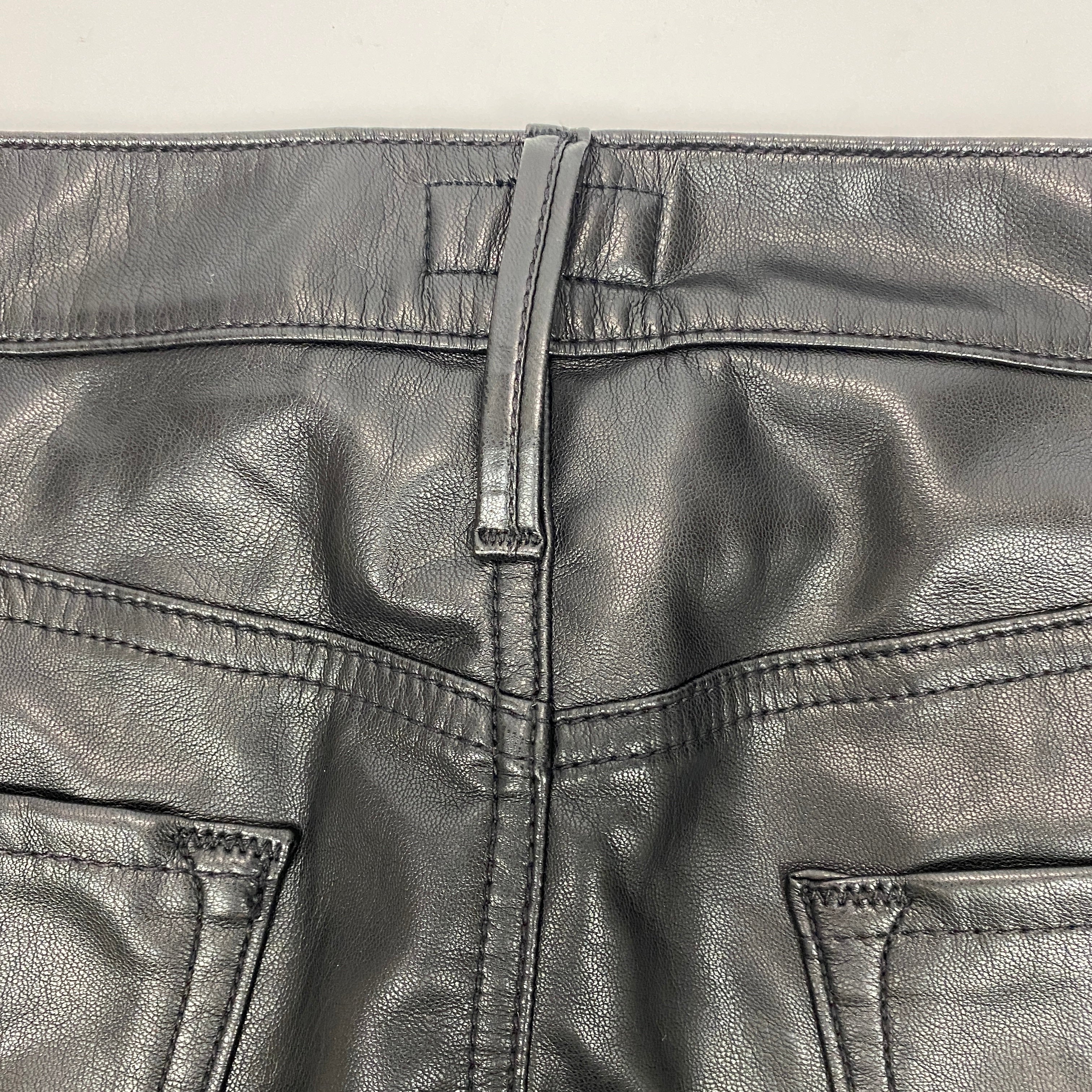 Mother New £214 Black Faux Leather the Dazzler Skimp Jeans 30