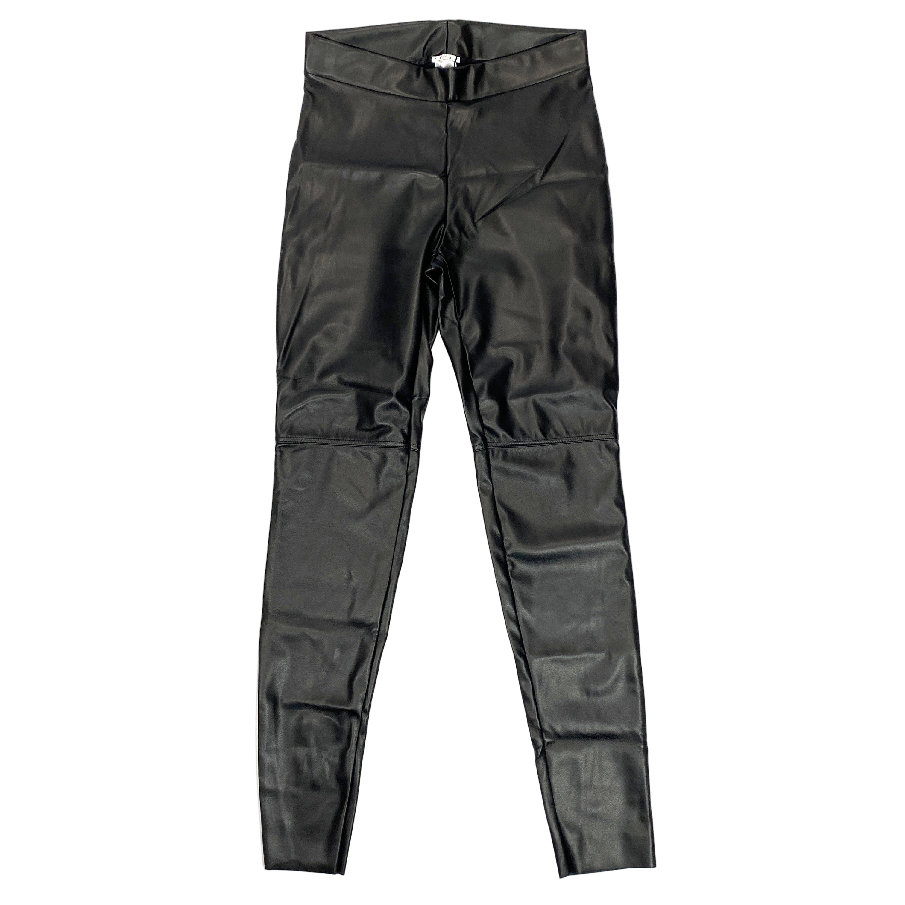 Wolford New £305 Black Faux Leather Estella Leggings L