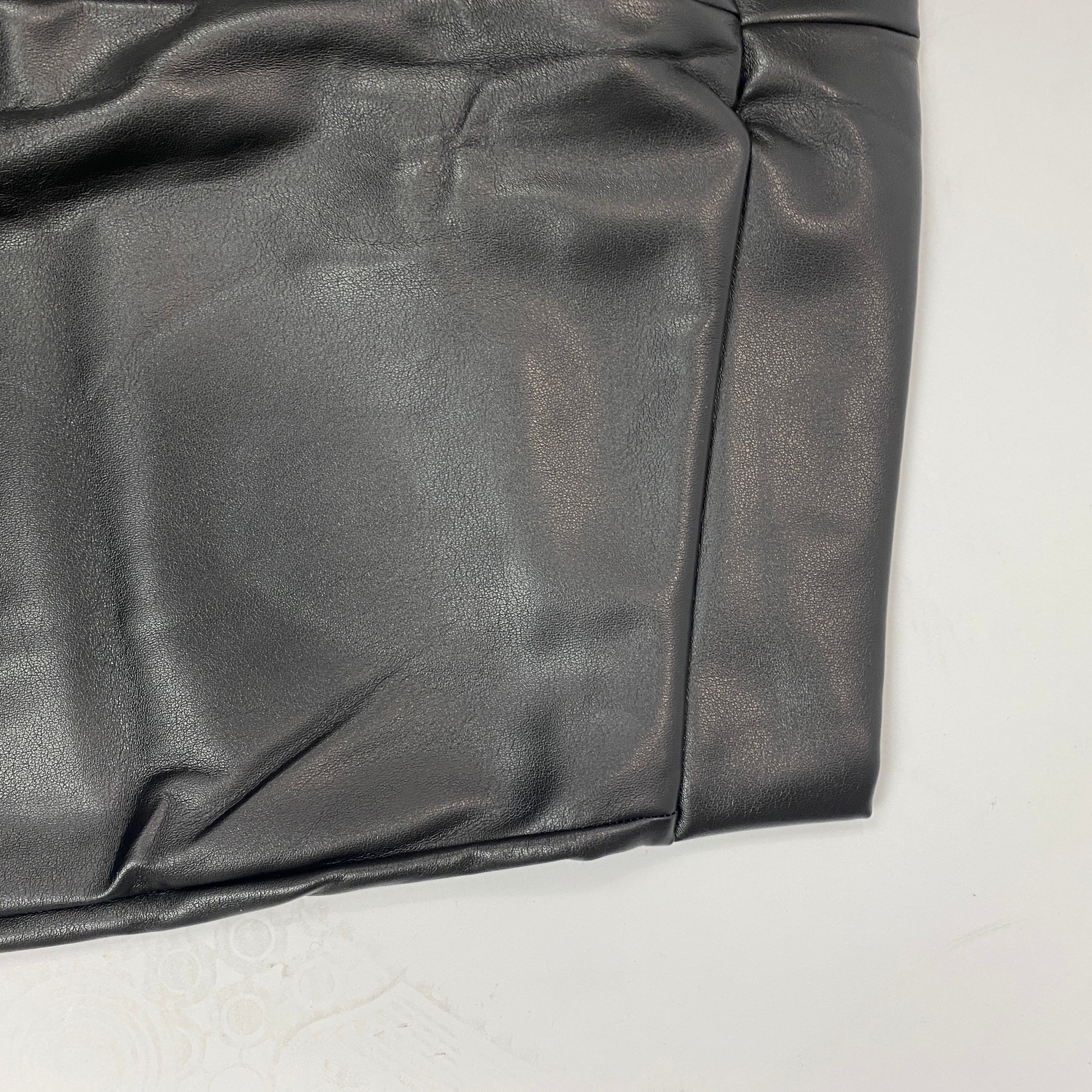 Wolford New £305 Black Faux Leather Estella Leggings L