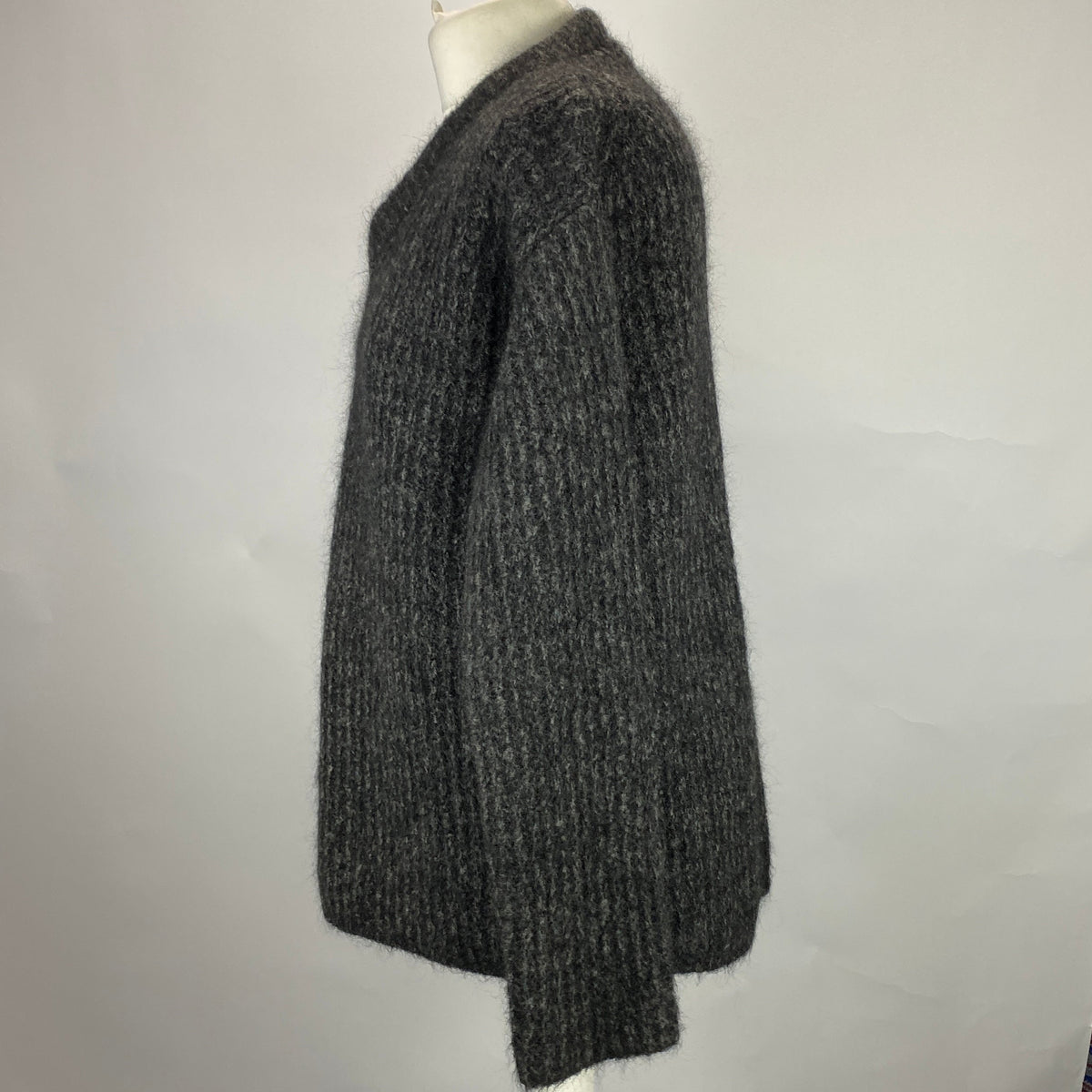 Max Mara Charcoal Marl Chunky Rib Alpaca Sweater M