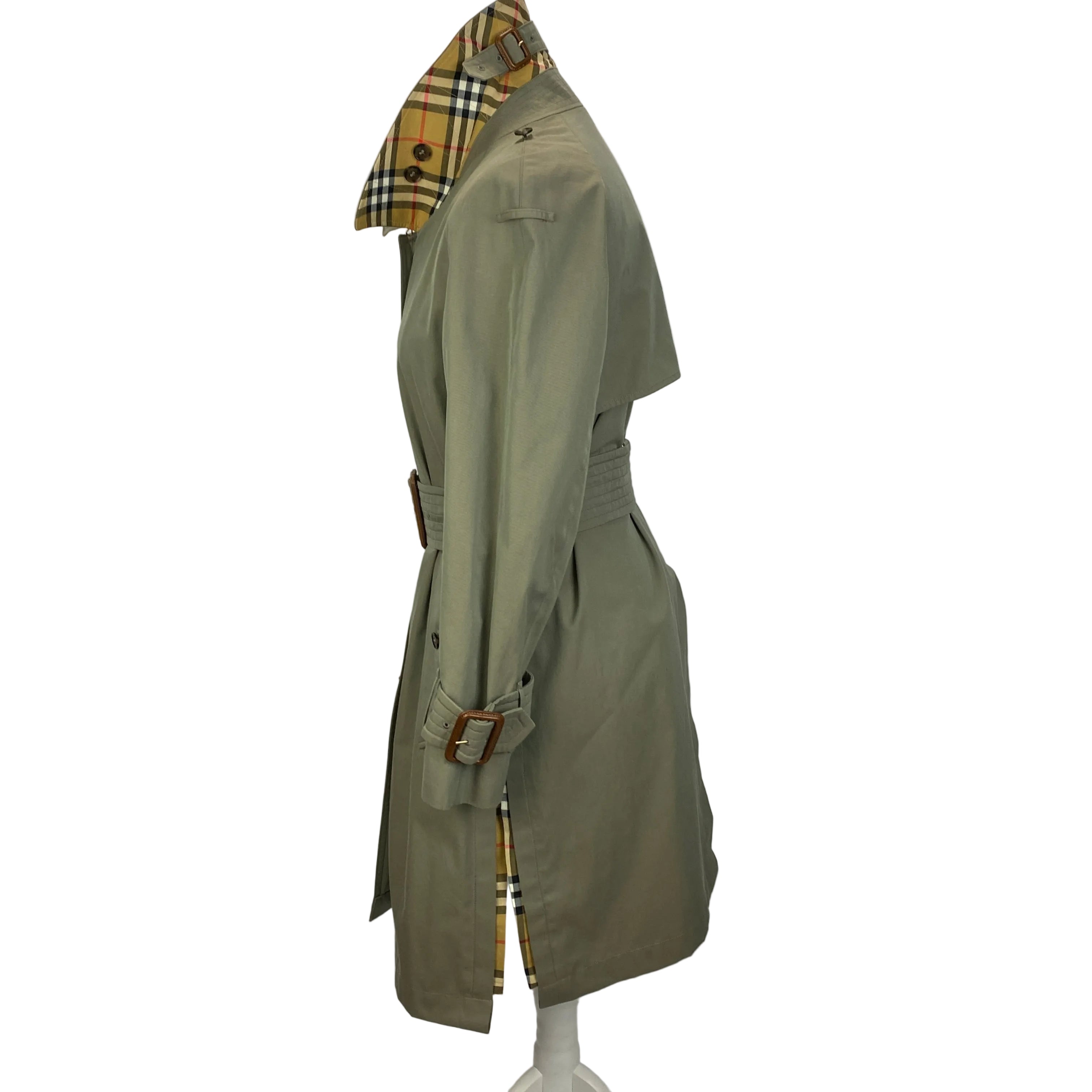 Burberry Rare Olive Side Slit Trench Coat XS/S