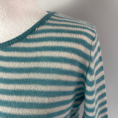 Jumper 1234 Aqua & White Stripe Cashmere Sweater XS