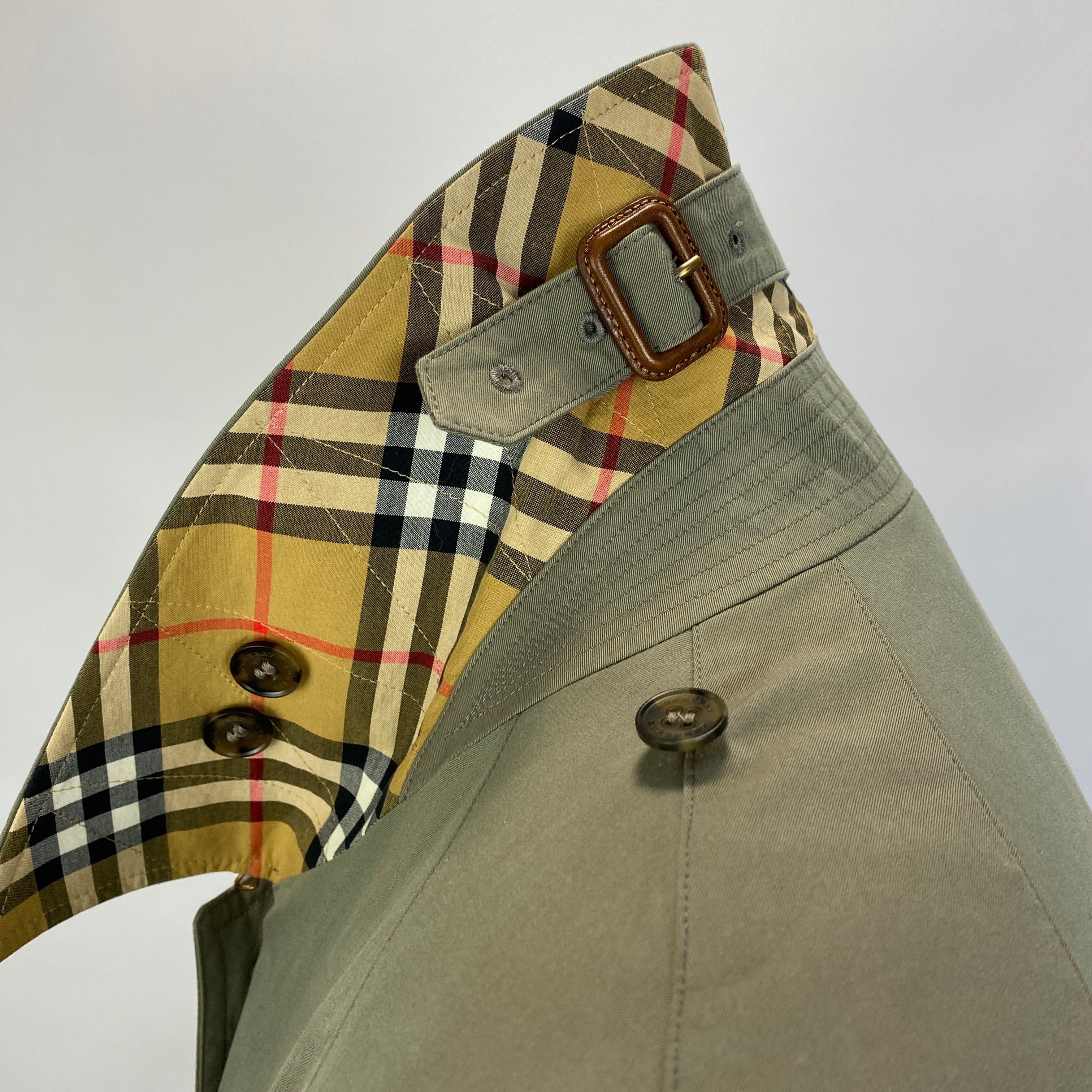 Burberry Rare Olive Side Slit Trench Coat XS/S