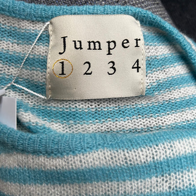 Jumper 1234 Aqua & White Stripe Cashmere Sweater XS