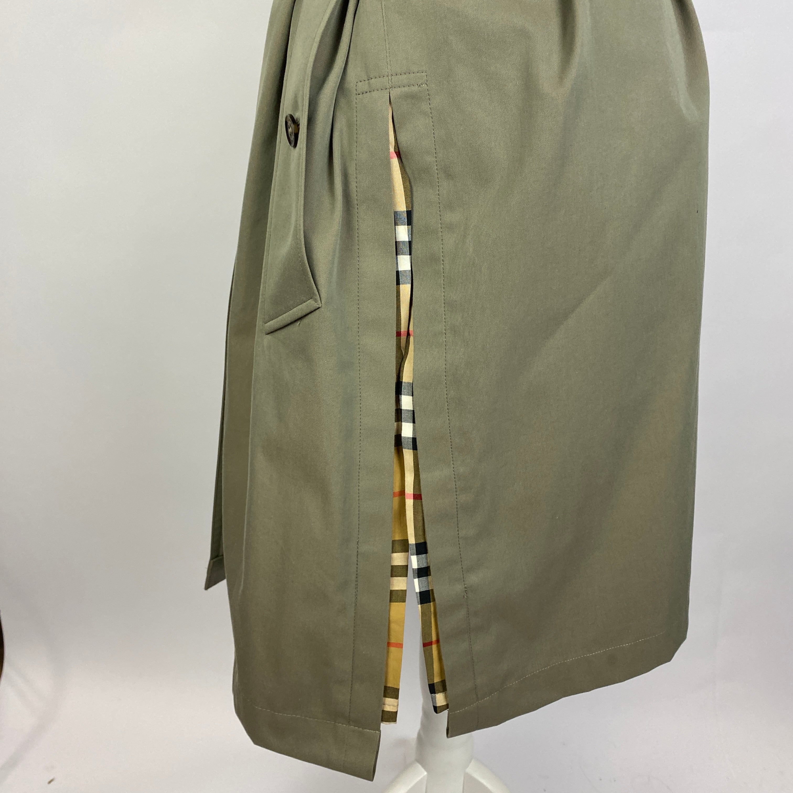 Burberry Rare Olive Side Slit Trench Coat XS/S