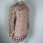Anine Bing Red & Cream Floral Washed Silk Shirt S