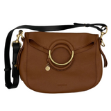 See By Chloe Large Tan Brass Ring Crossbody Bag