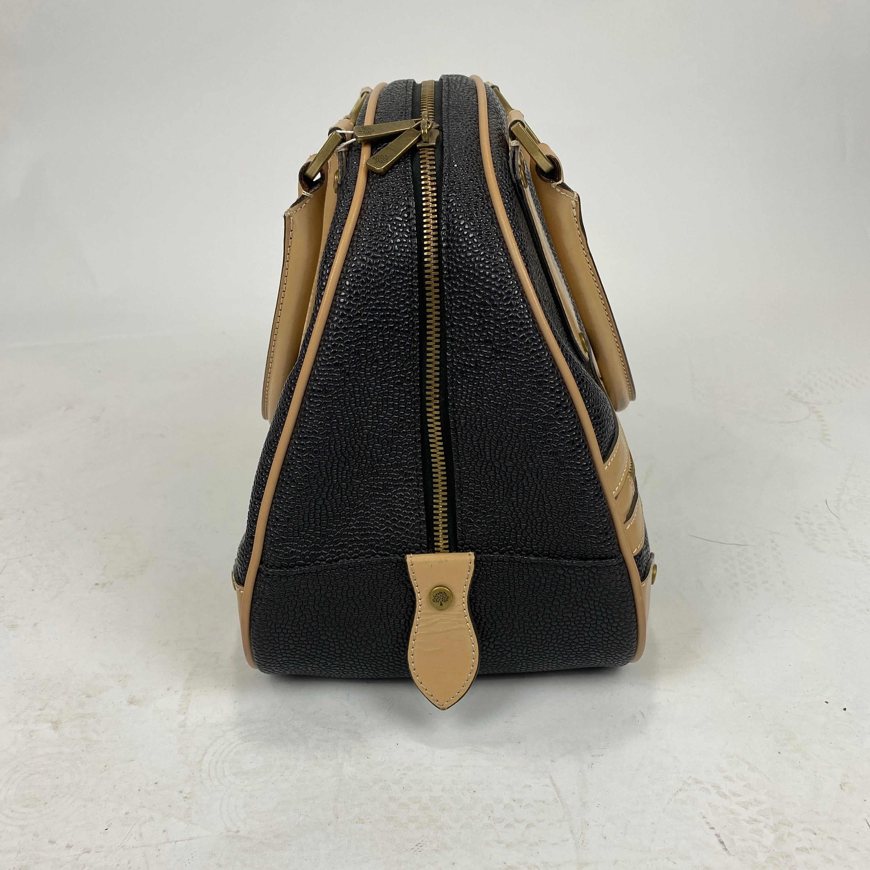 Mulberry Black & Camel Scotchgrain Bowling Bag