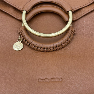 See By Chloe Large Tan Brass Ring Crossbody Bag