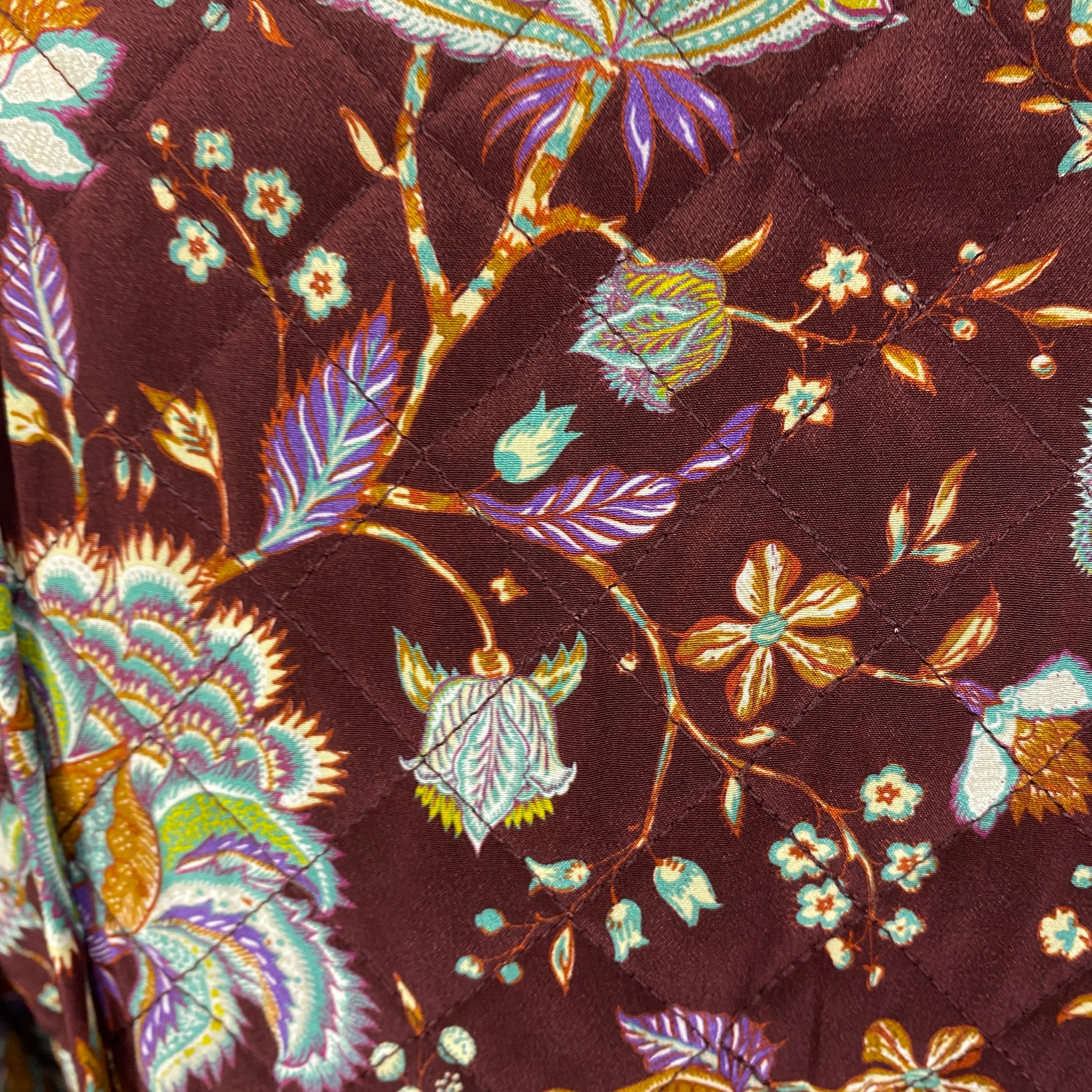 Ulla Johnson New £1000 Deep Burgundy Floral Quilted Silk Jacket S