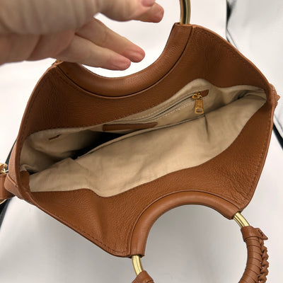 See By Chloe Large Tan Brass Ring Crossbody Bag