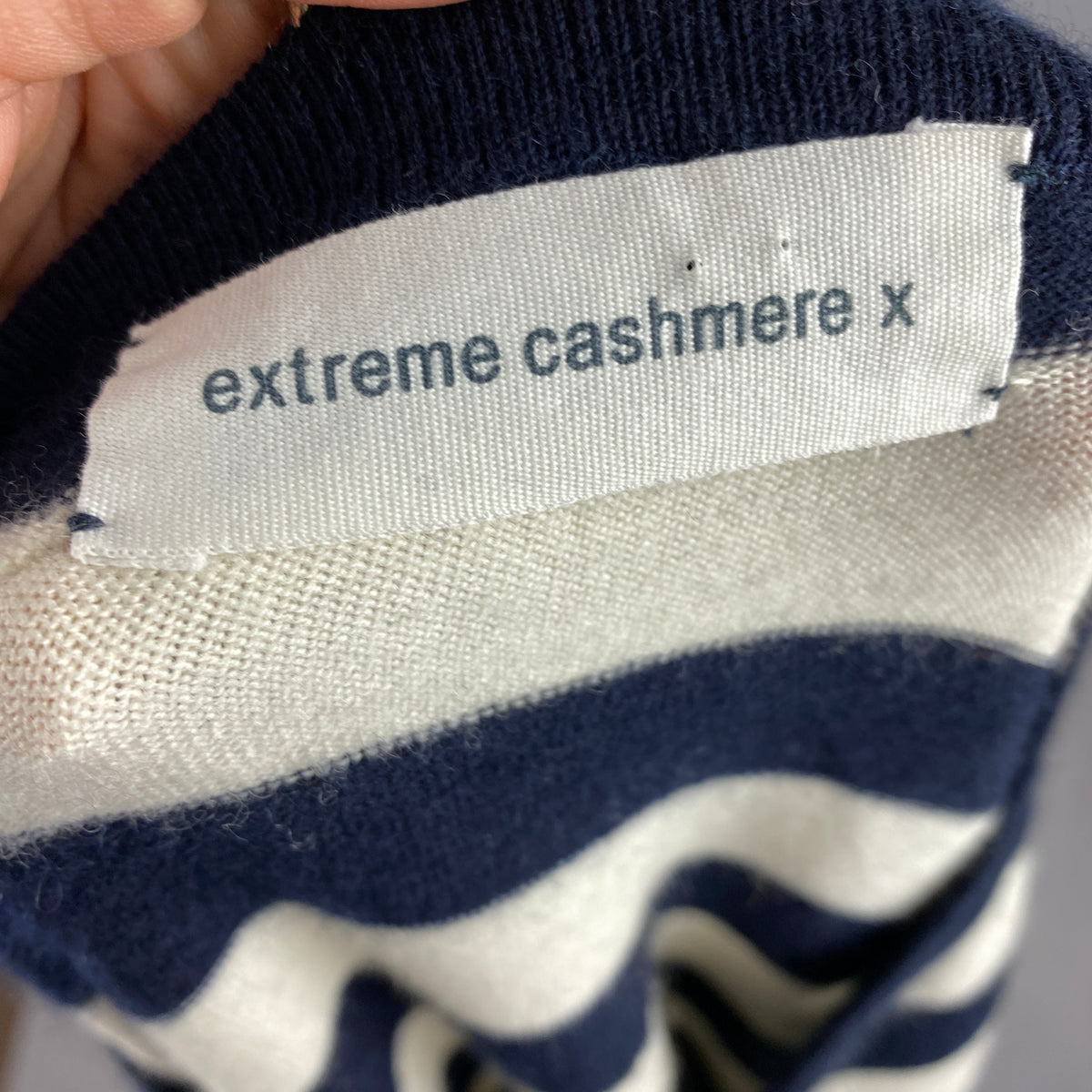 Extreme Cashmere £793 No493 Navy Stripe Cashmere Mix Sweater O/S