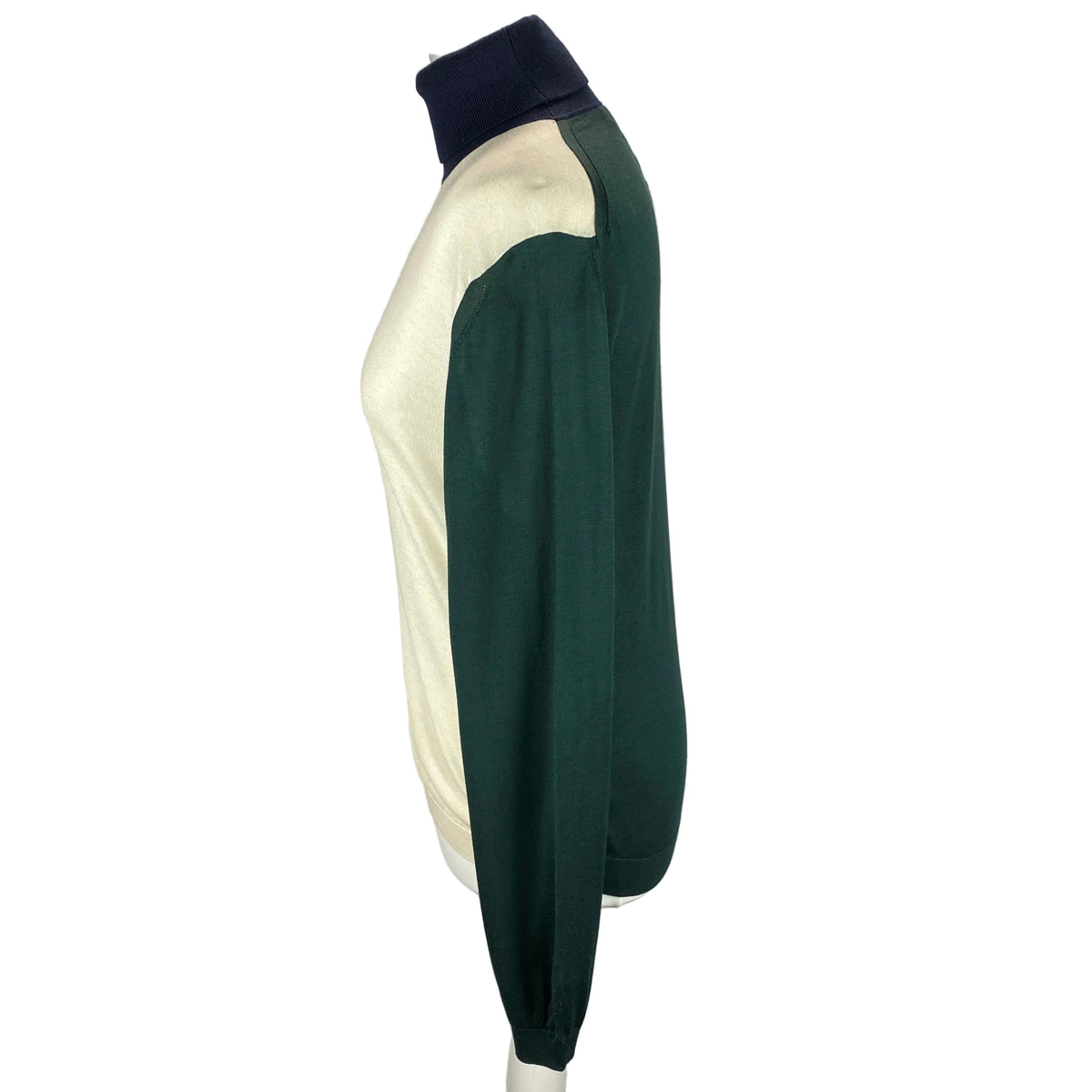 Burberry Ivory & Bottle Green Silk & Cashmere Sweater S
