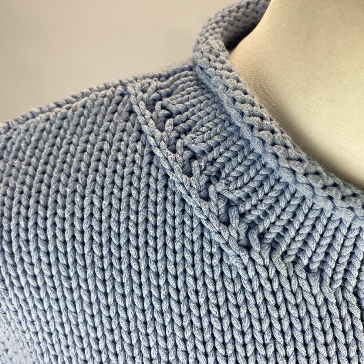 La Ligne Baby Blue & Red Stripe Chunky Cotton Sweater S