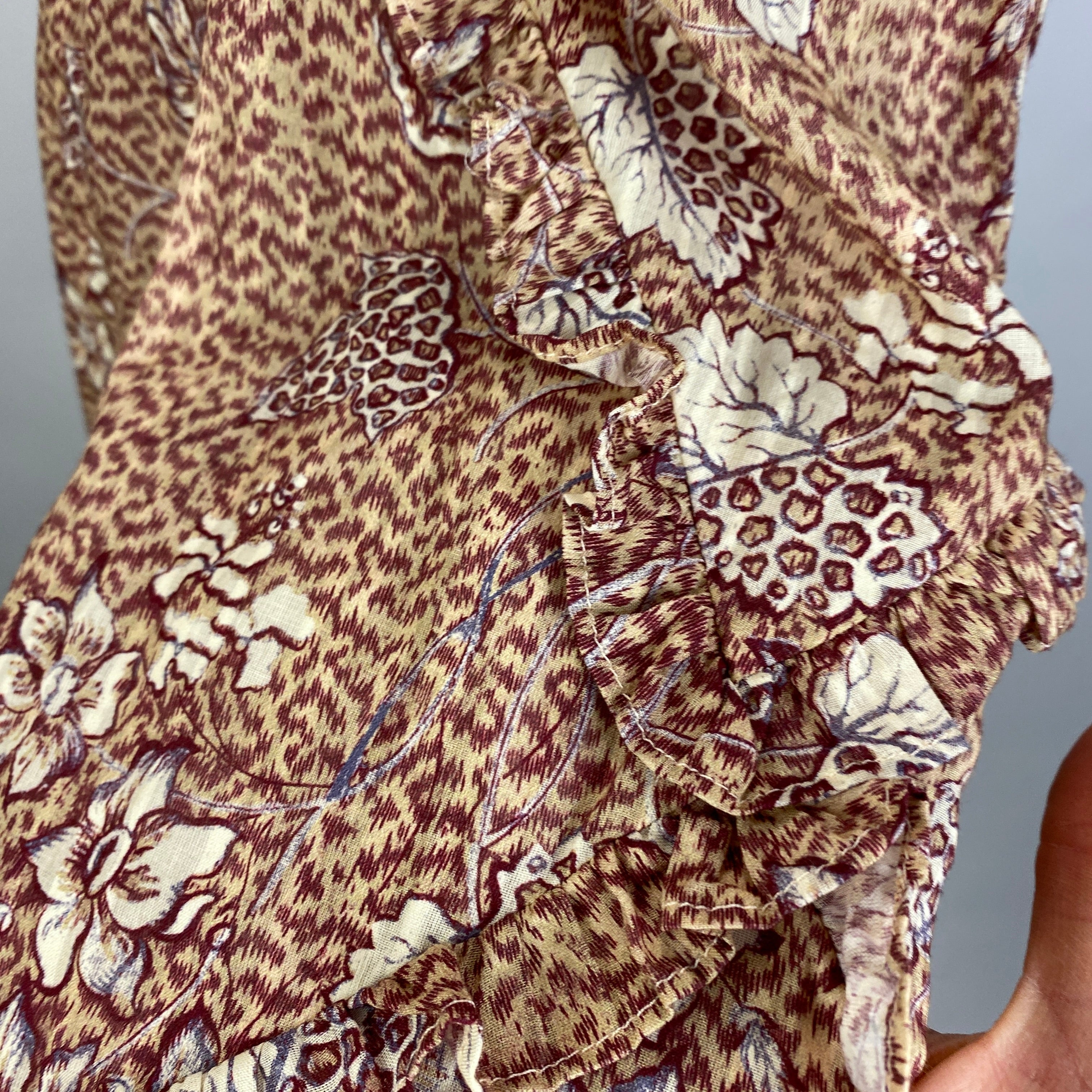 Ulla Johnson Deep Cream & Claret Floral Tunic Blouse M